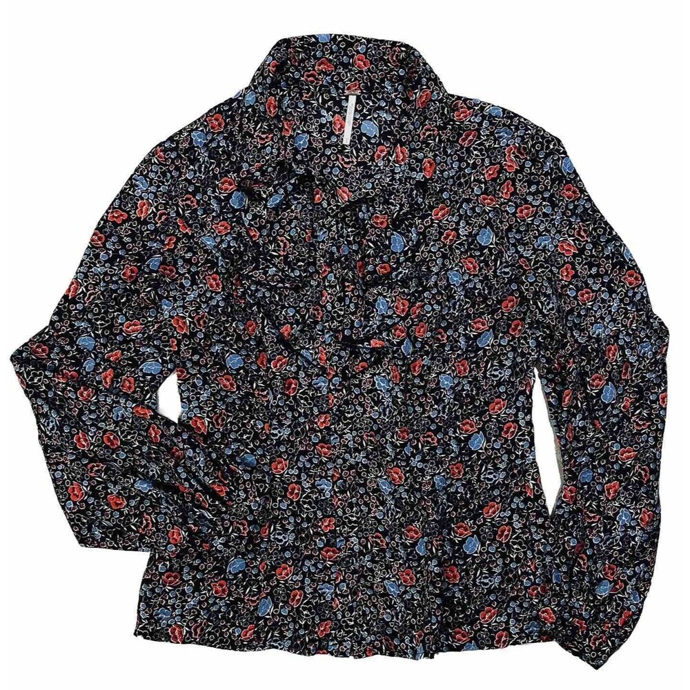 Free People Floral Print Boho Ruffle Front Size Small Women's
